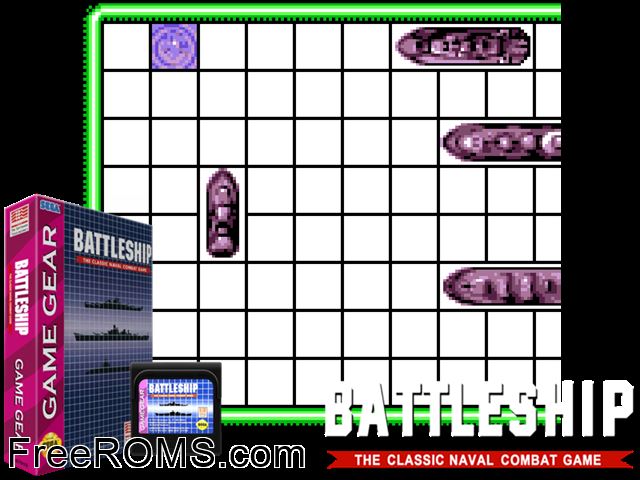 Battleship Game Gear game showing 3D box cover and gameplay screenshot